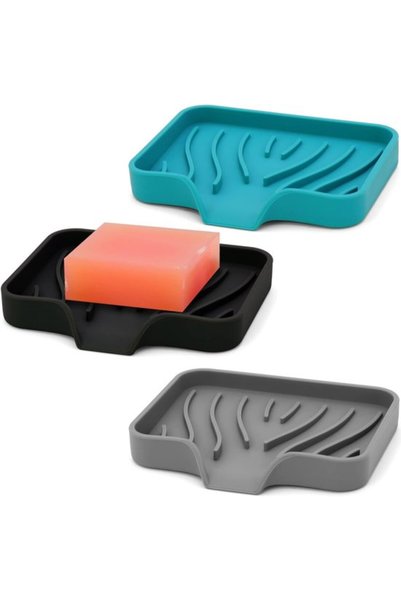 Morvena Picks Set de 3 vase de săpun premium, silicon moale auto-drenant pent...