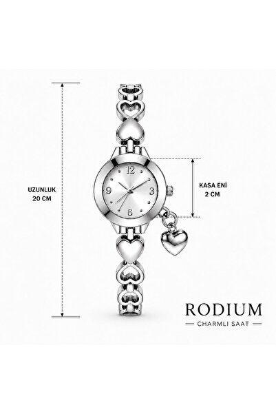 Rodium Women's Wristwatch with Charms