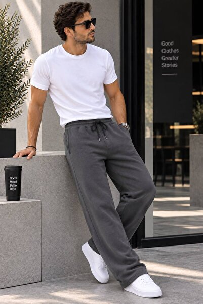 Leopars Smoked Men's Baggy Sweatpants Oversize Loose Fit Comfortable Fit Casu...