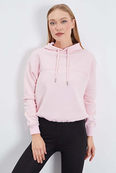 Fulla Moda 3 Threaded Stopper Hooded Oversized Sweatshirt