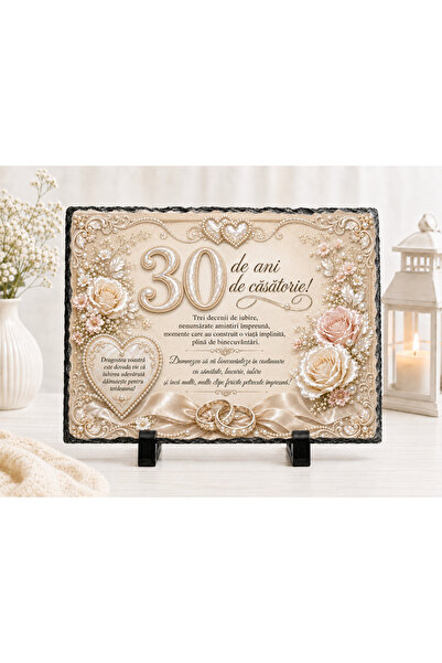 hiperborea Placă ardezie - 30 de ani de căsătorie - Cadou Elegant pentru Aniv...