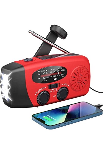 Morvena Picks Radio de urgență cu energie solară - roată de mână, lanternă LE...