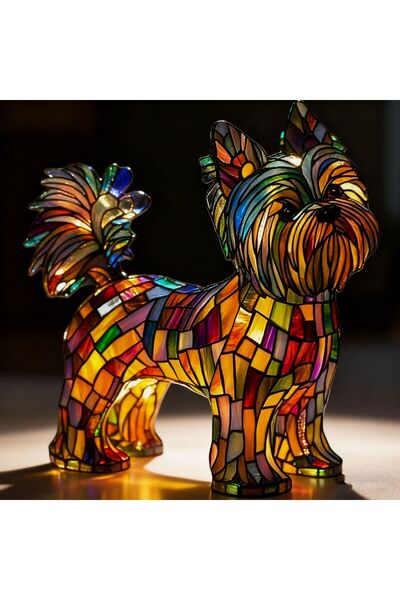 Morvena Picks Yorkshire Terrier cu coadă slăbită - Lampă de masă cu baterie -...