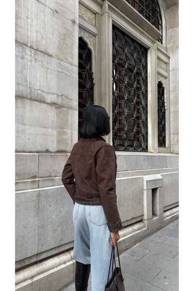 Clothes Fast Women's Brown - Brown Double-Sided Leopard Detailed Zippered Sho...