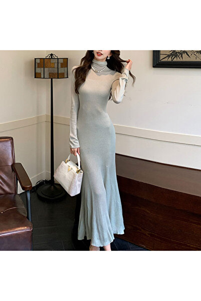 dorbe Women's Green Mermaid Long sleeve Maxi Dress
