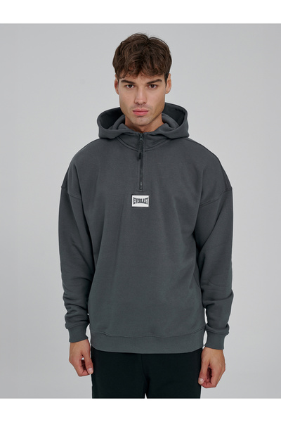 EVERLAST Hanorac oversized din bumbac cu glugă, fermoar scurt și model pe spate
