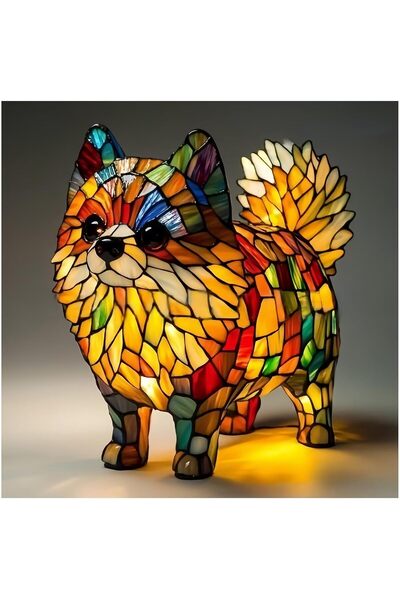 Morvena Picks Lampă de masă drăguță Pomeranian - lampă de masă în formă de câ...