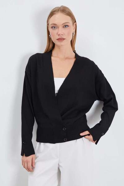 Fulla Moda Double-Breasted Collar Casual Knitwear Cardigan