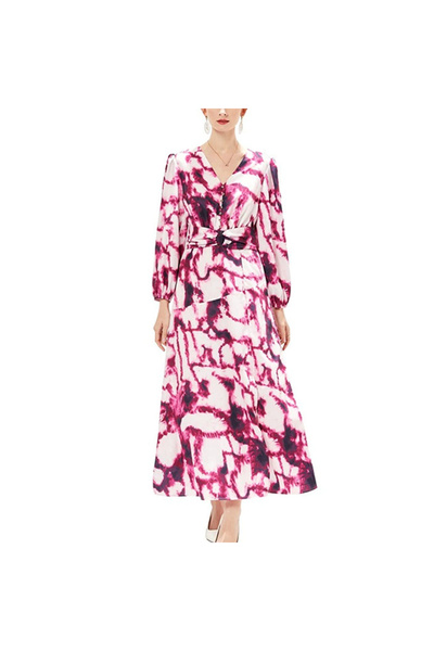 dorbe Women's Multicolor V-neck Long sleeve Maxi Dress