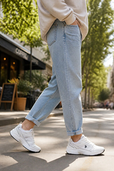 U.S. Polo Assn. حذاء رياضي نسائي أبيض KZ-1375 مريح للاستخدام اليومي، حذاء ريا...