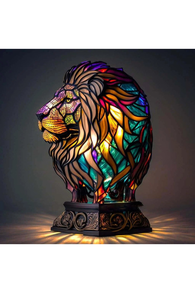Morvena Picks Lampă de masă Lion (funcționată cu baterie) - Lampă de masă ret...