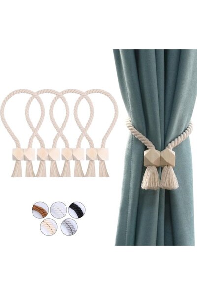 Morvena Picks Suporturi magnetice din bumbac cu margele din lemn - set de 4, ...