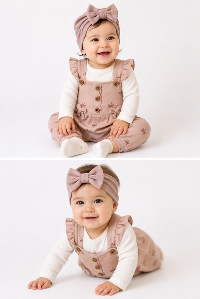 bebekyol Baby Girl Bandana and Bonnet Set