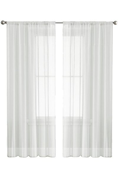 Morvena Picks Perdele albe, transparente, 213 cm lungime, set din două piese,...