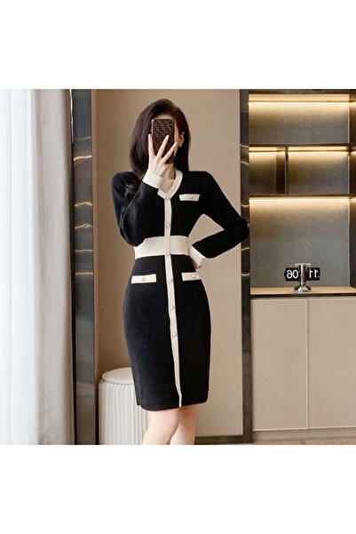 dorbe Women's Black Bodycon Long sleeve Dress