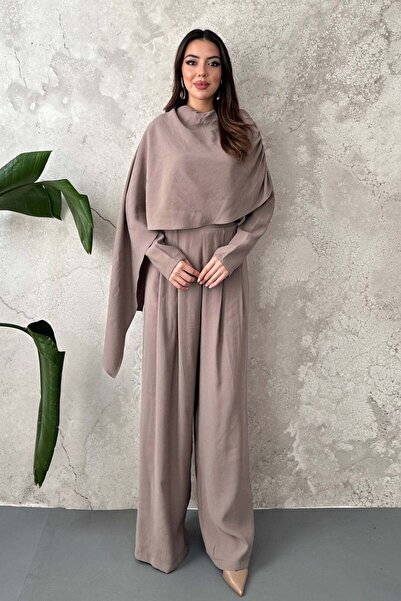 Clothes Fast Women's Mink Bottom-Top Set with Cape Detail, Long Sleeve Blouse...