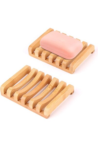 Morvena Picks Set de 2 vase de săpun din bambus și cutie de săpun pentru depo...