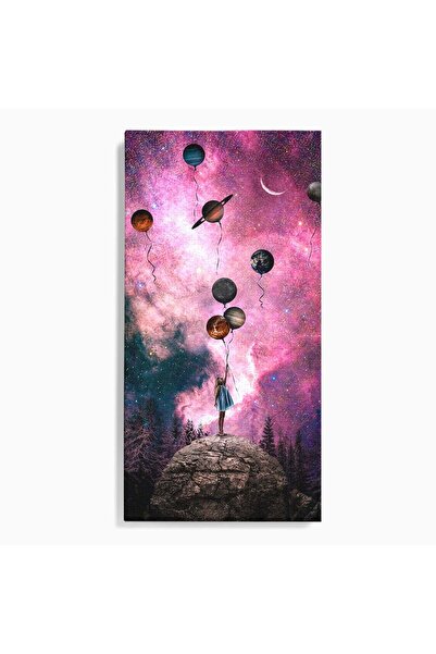 Luxcanva Tablou Canvas Fata Si Planetele 60x120 cm pe Sasiu Lemn Fata Planete...