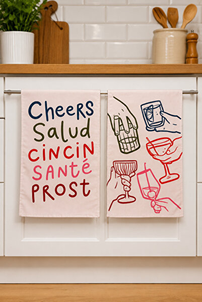 Pilloveland Patterned Kitchen Towels (Set of 2) |   30×50 cm - Cheers