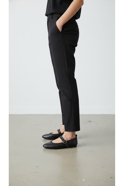 PİERRO SHOES Genuine Leather Belted Mary Jane Ballerinas