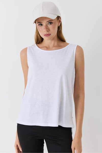 Raneel Kazançlı Alışveriş Women's Zero Sleeve Cross Back Design Tank Top White