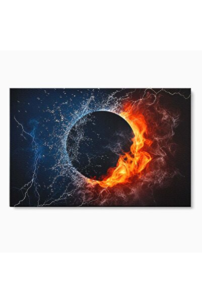 Luxcanva Tablou Canvas Dualitatea Elementelor 100x70 cm pe Sasiu Lemn Element...