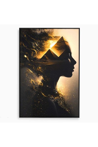 Luxcanva Tablou Canvas Misterul Piramidelor 50x70 cm cu Rama Negru Piramide S...