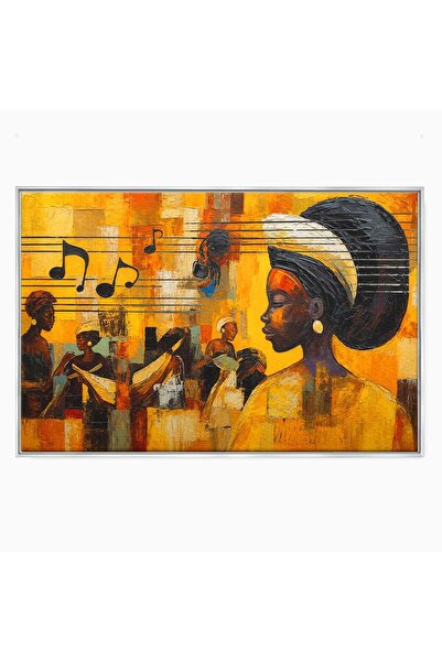 Luxcanva Tablou Canvas Armonie Africana 120x80 cm cu Rama Argintiu Muzica Por...
