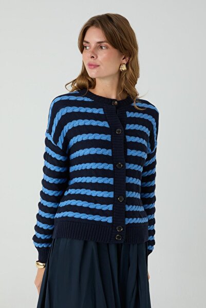 inspiration Cedar Cotton Hairy Cardigan Navy Blue