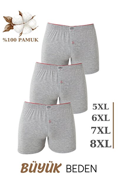 Arma Yıldız 3-Pack Men's Large Size Boxer 100% Cotton Combed Cotton Wide Fit ...