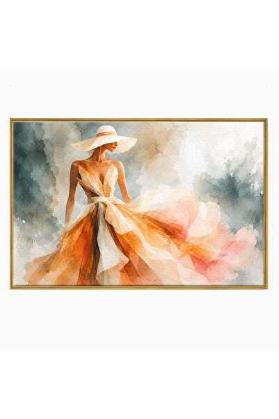 Luxcanva Tablou Canvas Eleganta In Miscare 60x40 cm cu Rama Auriu Moda Femeie...