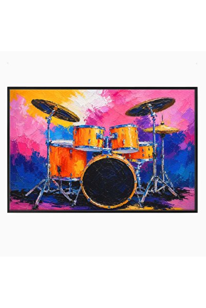 Luxcanva Tablou Canvas Set De Tobe Vibrant 60x40 cm cu Rama Negru Tobe Muzica...