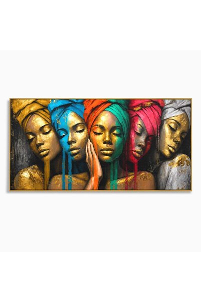 Luxcanva Tablou Canvas Frumusetea Diversitatii 100x50 cm cu Rama Auriu Portre...