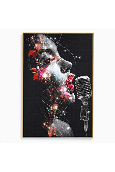 Luxcanva Tablou Canvas Cantareata Stralucitoare 70x100 cm cu Rama Auriu Canta...
