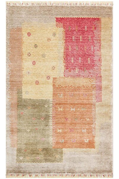 Etnik Home ZARA 07 BEIGE AUTUMN Otantik Desenli Özel Hav Vermeyen ve Kolay Te...