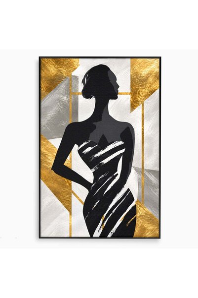 Luxcanva Tablou Canvas Silueta Eleganta 40x60 cm cu Rama Negru Silueta Elegan...