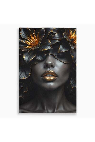 Luxcanva Tablou Canvas Misterul Florilor de Aur 70x100 cm pe Sasiu Lemn Portr...