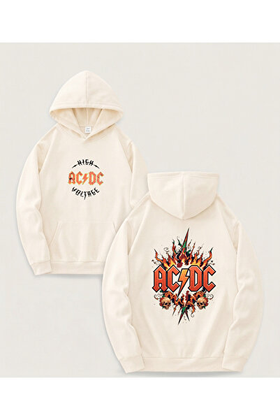 STİL-X New Season Ac/Dc Printed Oversize Sweatshirt, 3-Yarn Soft Fabric