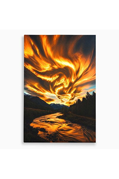 Luxcanva Tablou Canvas Cerul In Flacari 70x100 cm pe Sasiu Lemn Cer Apus Natura
