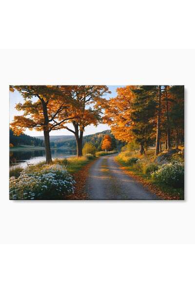 Luxcanva Tablou Canvas Toamna Pe Malul Lacului 60x40 cm pe Sasiu Lemn Toamna ...