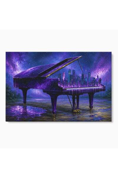Luxcanva Tablou Canvas Pianul Cosmic 120x80 cm pe Sasiu Lemn Pian Cosmos Oras