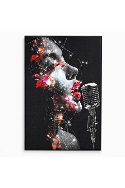 Luxcanva Tablou Canvas Cantareata Stralucitoare 70x100 cm cu Rama Negru Canta...