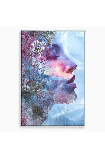 Luxcanva Tablou Canvas Visul Naturii 70x100 cm cu Rama Argintiu Portret Femei...