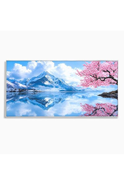 Luxcanva Tablou Canvas Primavara La Munte 140x70 cm cu Rama Argintiu Munte La...