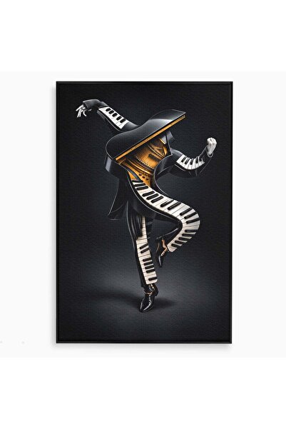 Luxcanva Tablou Canvas Dansatorul Pian 40x60 cm cu Rama Negru Pian Dansator M...