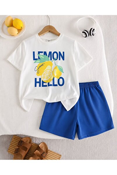 Machetta Children's Lemon Hello Printed T-Shirt Shorts Set
