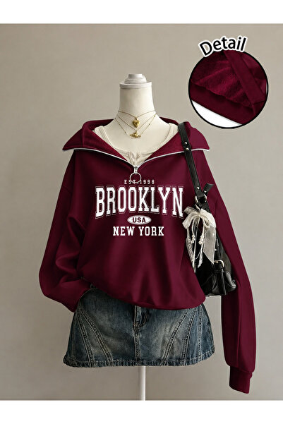 MODARİCH Unisex Erkek/Kadın BROOKLYN1998 Özel Baskılı Renkli Dik Yaka Yarım F...