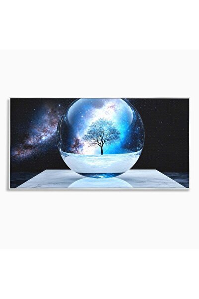 Luxcanva Tablou Canvas Copacul Cosmic 120x60 cm cu Rama Argintiu Copac Univer...