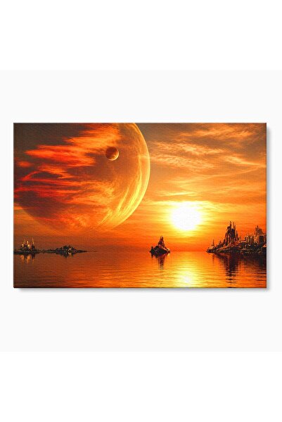 Luxcanva Tablou Canvas Planeta La Apus 60x40 cm pe Sasiu Lemn Planeta Apus Pe...