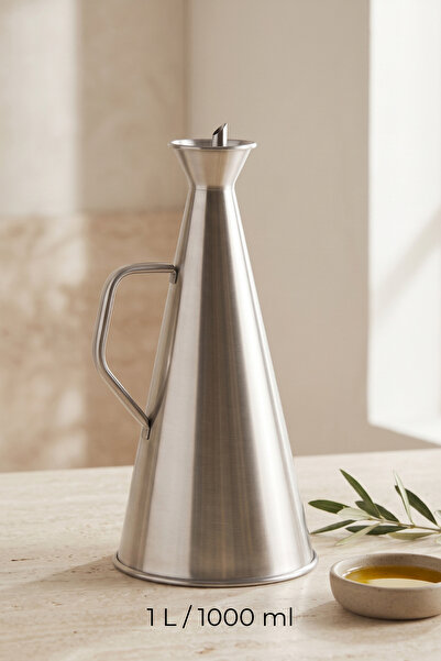 Sevinse Home OLEA Paslanmaz Çelik Sıvı Yağdanlık 1 Litre – 1000 ml, 13 × 25 cm